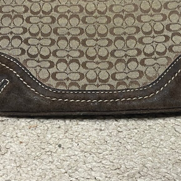 VTG Mini Coach Brown Signature Jacquard Fabric Zip Wristlet 6.25"x4" - Picture 13 of 14
